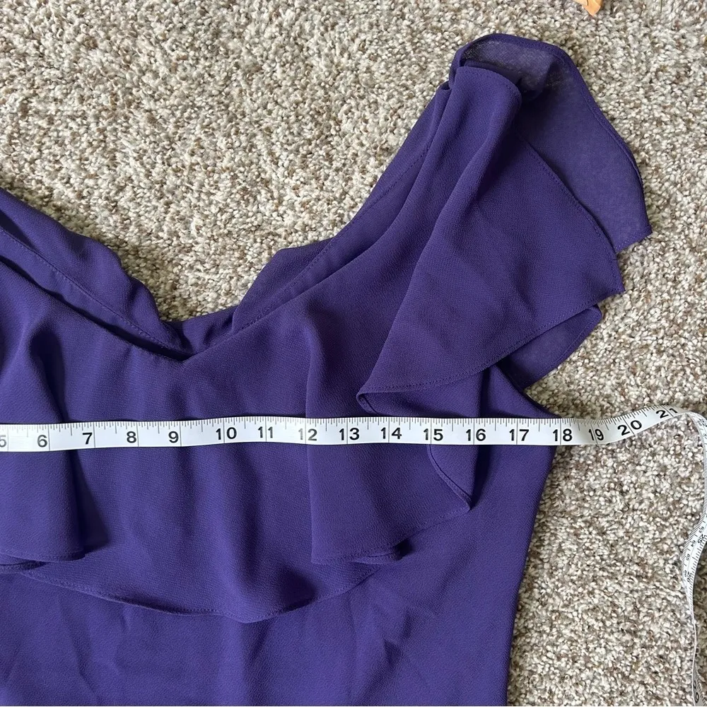 Dressbarn Purple Blue Indigo Ruffle Dress Formal Wedding Guest 10 - Image 5