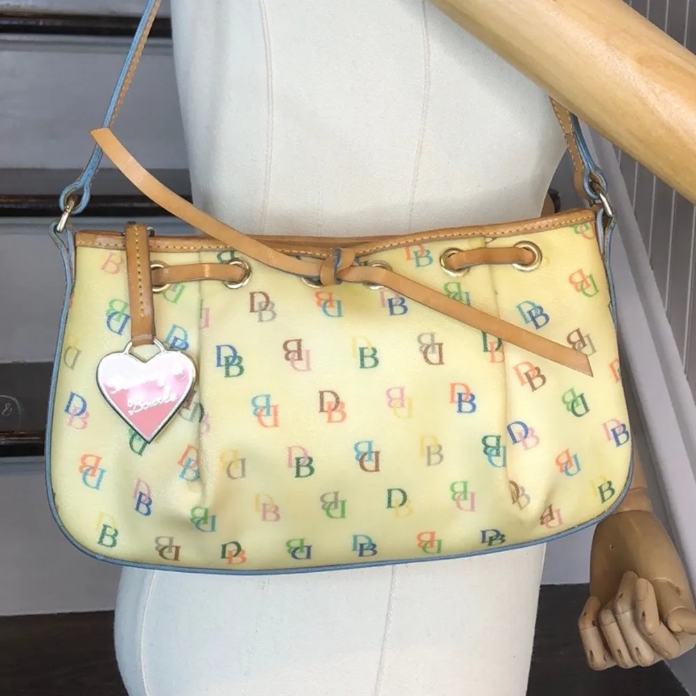 DOONEY & BOURKE Rainbow Monogram Shoulder Bag with Rainbow Zipper Vachetta Ties - Image 14