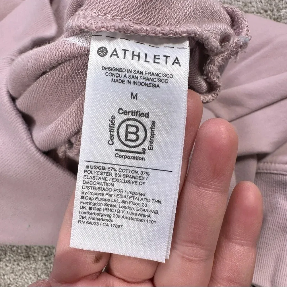 Athleta Retroterry Crewneck Sweatshirt Cropped Longsleeve in Smoked Mauve Pink M - Image 14