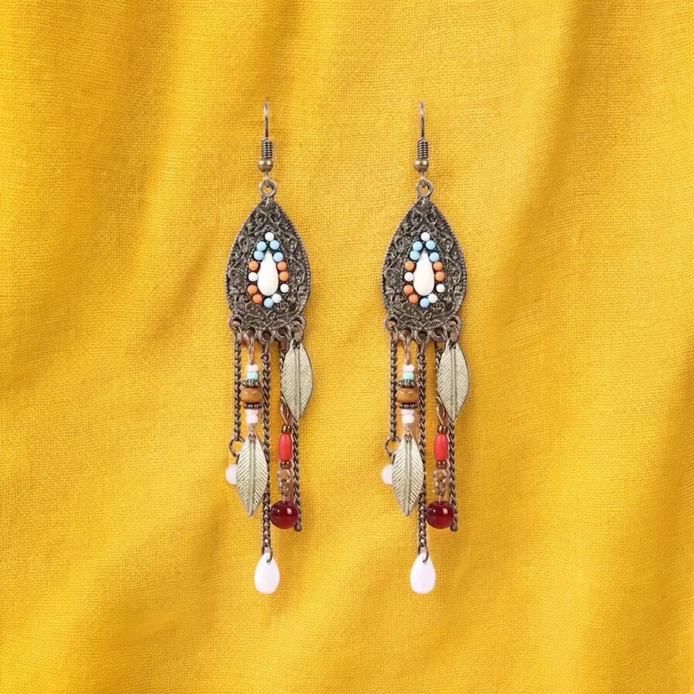 Boho Vintage Style Beaded Fringe Dangle Chain Feather Earrings *Faux Fashion Je - Image 13