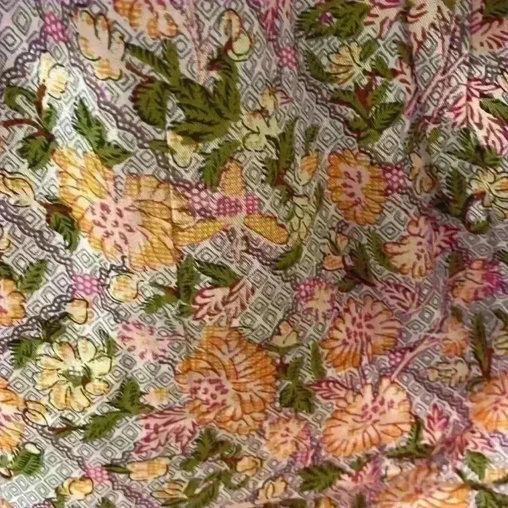 NWT Barok Paris Floral Midi Lace Metallic Ruffle Dress Boho Peach Size Small Pink - Image 13