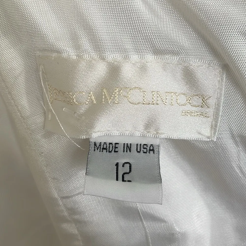 Jessica McClintock Bridal white lace maxi dress gown Size 12 - Image 6