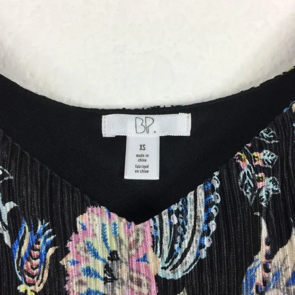 NWT Nordstrom BP Black Paisley Floral Pleated Ruffle Romper XS - Image 4