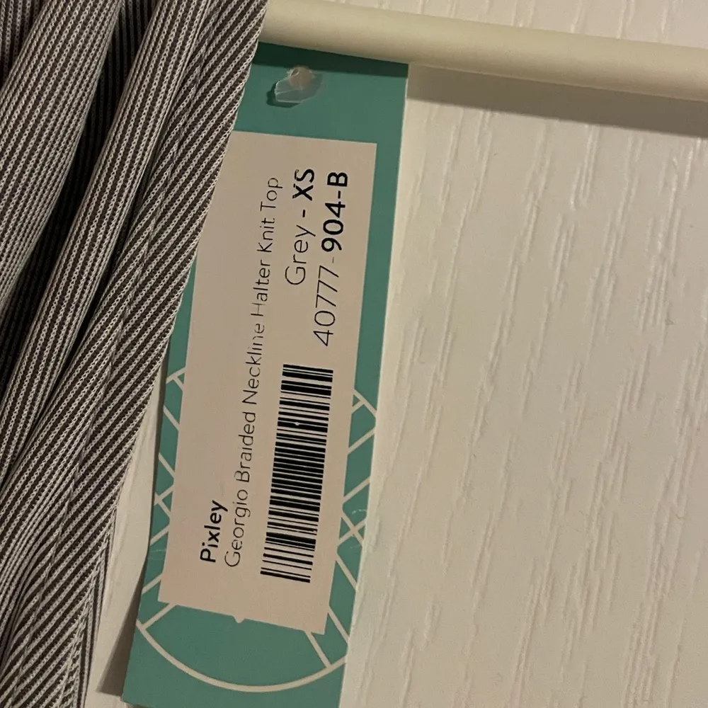 NWT Pixley Grey Georgia Braided Neckline Halter Knit Top XS Nautical Casual Gray - Image 5