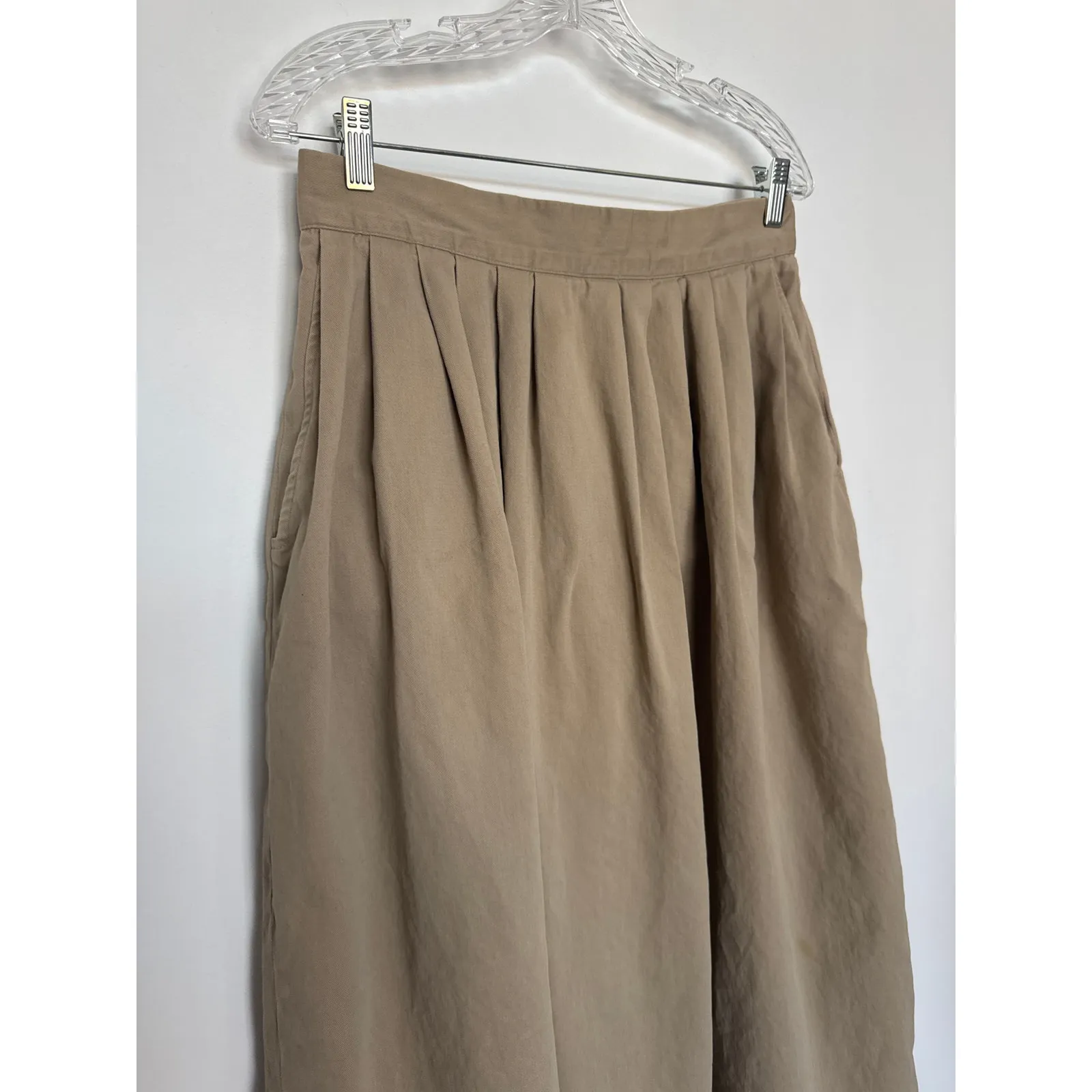 Ruff Hewn 1990s–2000s Cotton Midi Skirt Taupe Neutral pockets medium - Image 3