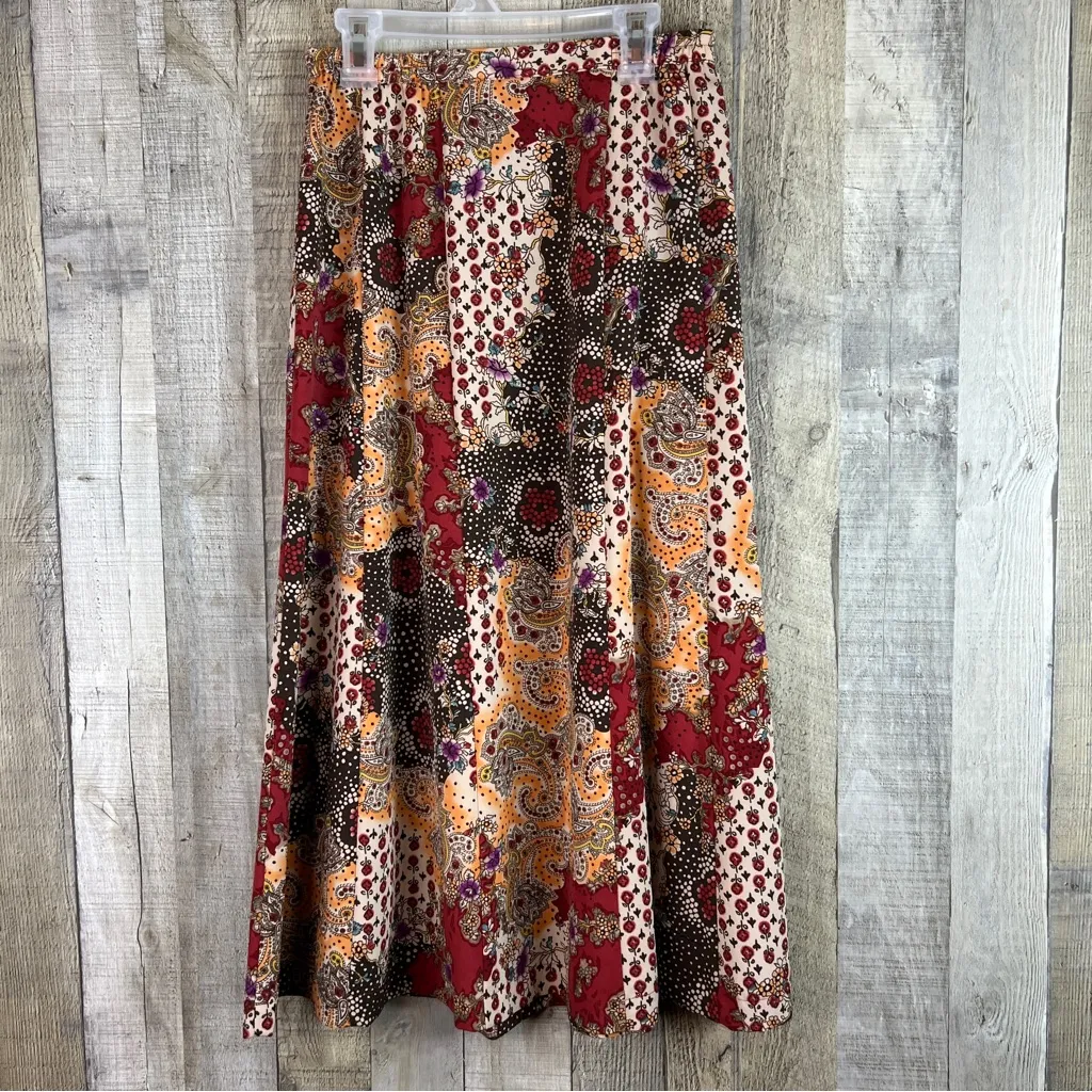 Sag Harbor Size 8 Paisley & Floral Multicolored Long Unlined Skirt w/Side Zipper - Image 2