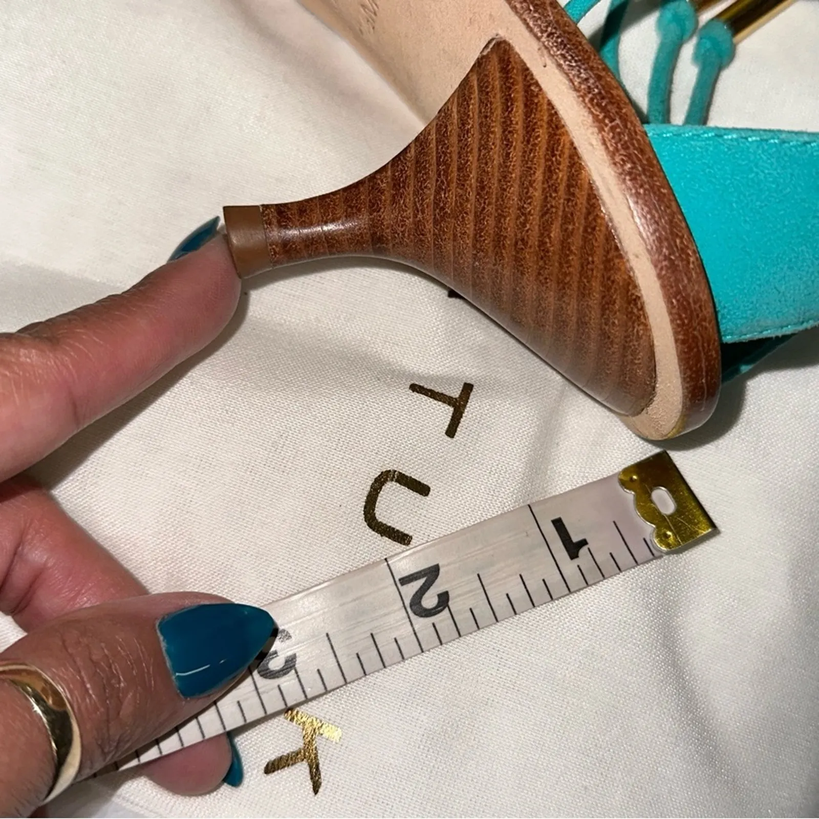 1096. Trina Turk Evelyn Sandals in Aqua 7.5 - Image 11