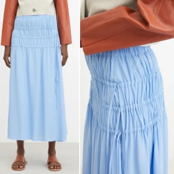 Rodebjer Maxi Skirt Kadiha Crepe Cloud Blue Side Ties Sz XL - Image 2