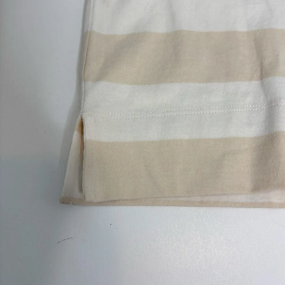 Everlane Organic Cotton Polo Short Sleeve Weekend Dress Chesnut, White Stripe M - Image 3