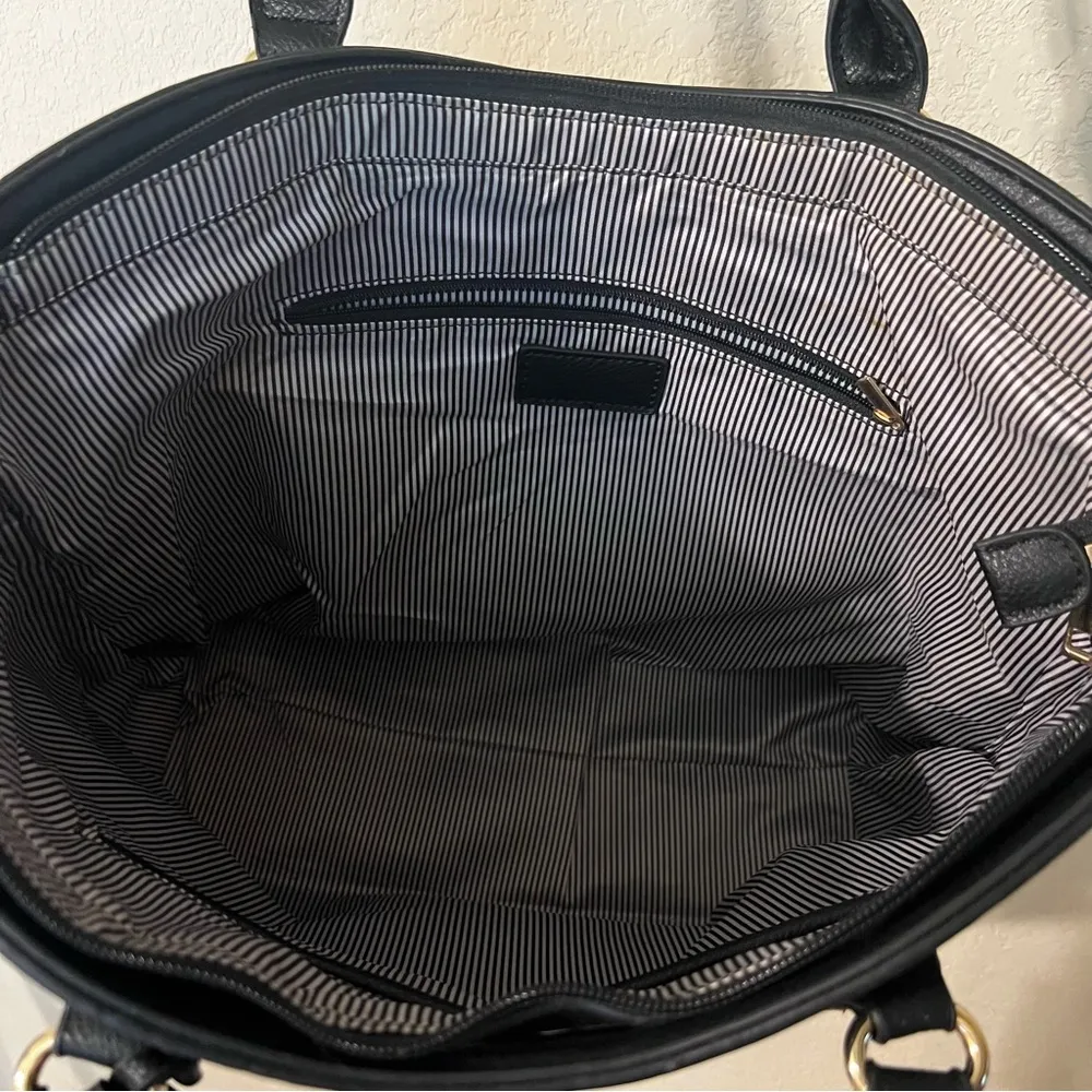 Custom Painted Cactus and Swirl Black Vegan Leather Shoulder Bag - Image 6