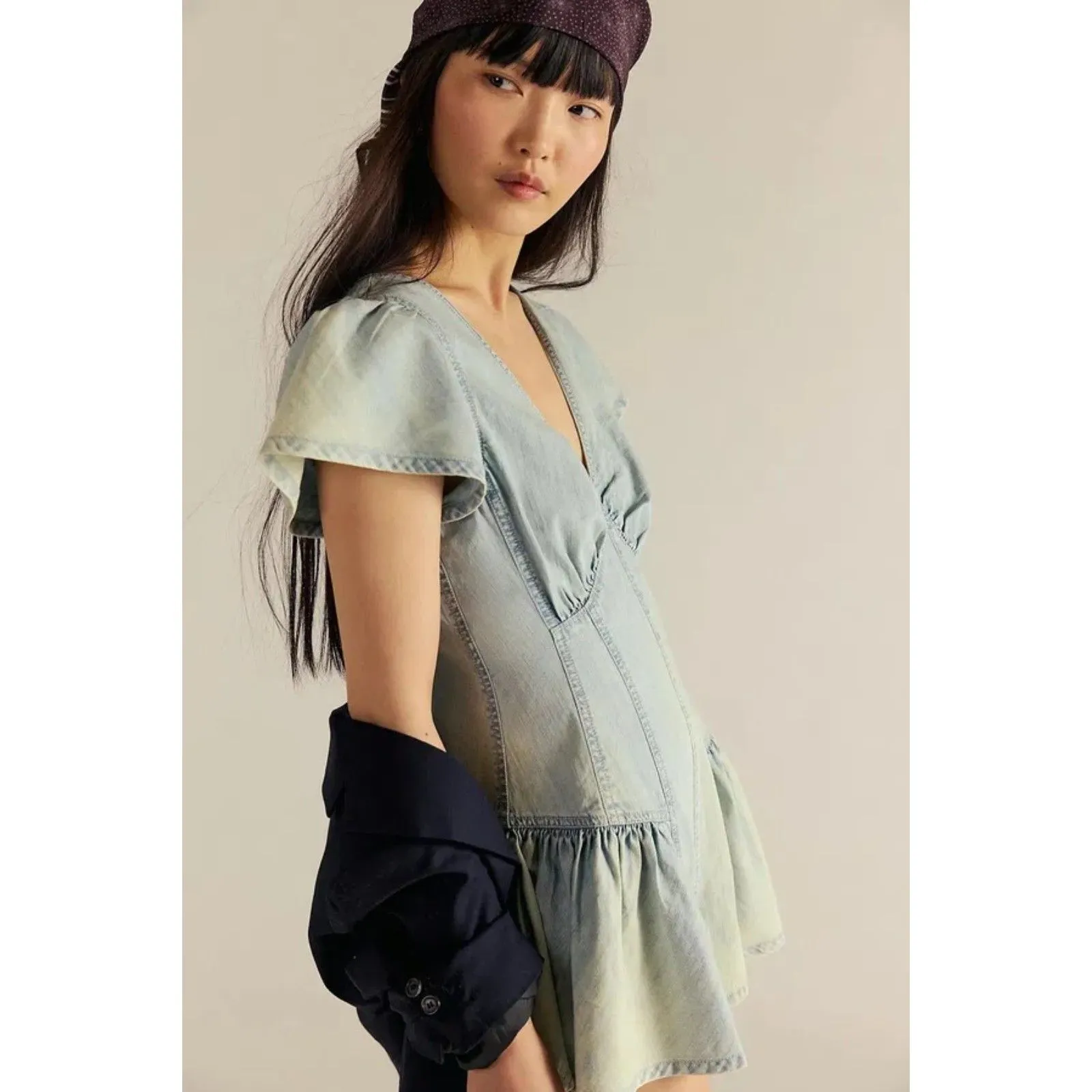 Free People We The Free Mia Playsuit Size Medium NWT! 100% Cotton Denim Romper - Image 3