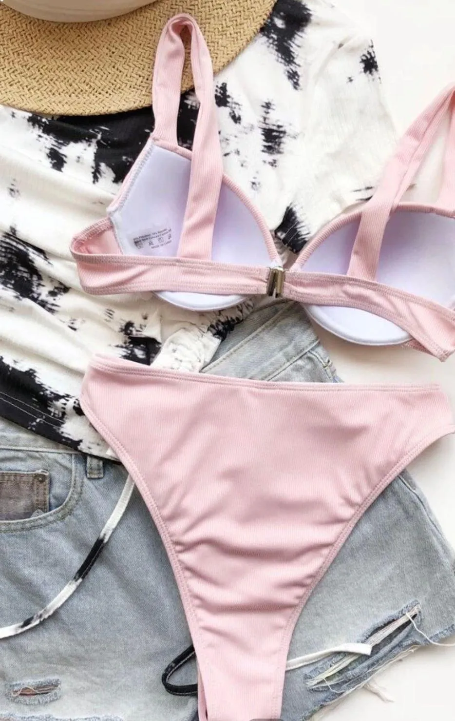 Light Pink High Waisted Bikini Size M - Image 3