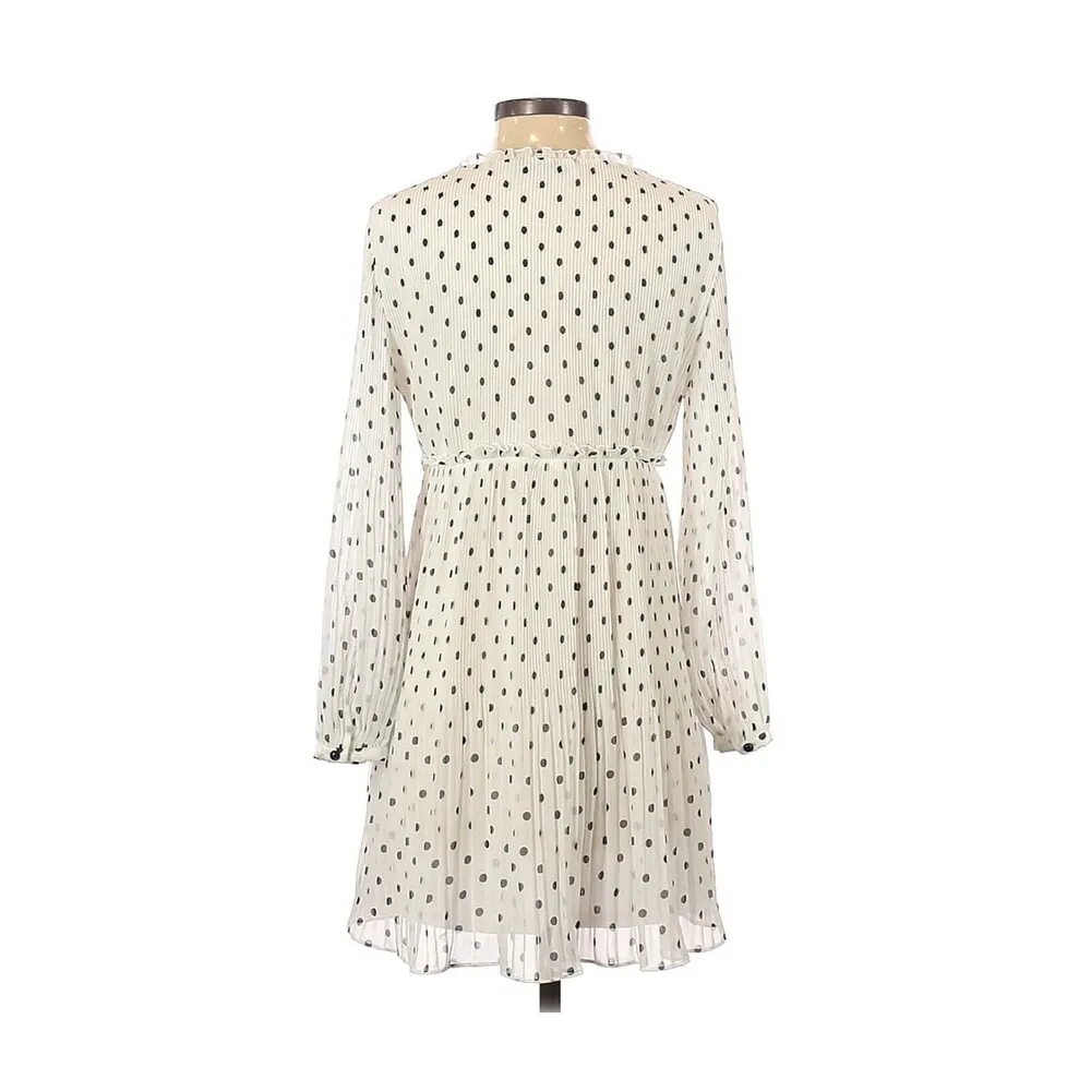 ZARA White Black Pleated Dot Dress - S - Image 2
