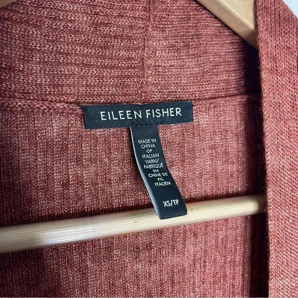Eileen Fisher High Collar Open Cardigan Sweater Linen Size XS - Image 6