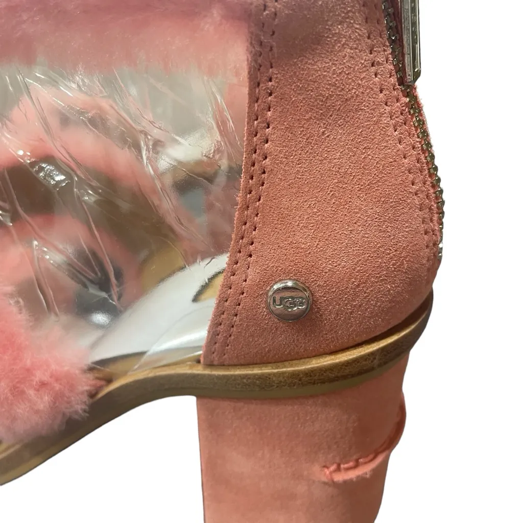 NWT UGG Del Rey Fluff Heel light pink chunky heeled sandals w/fur accent / 6 - Image 13