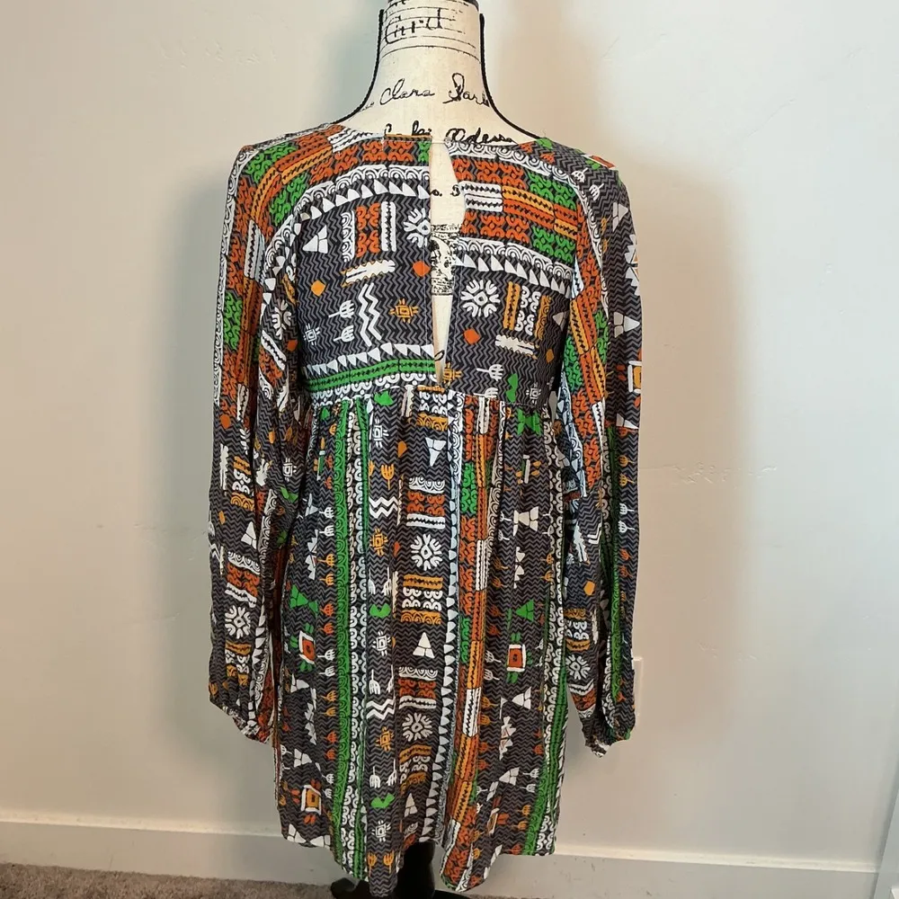 Velzera Tunic Dress Aztec Print Long Sleeve Casual Boho Festival Size S‎ - Image 5