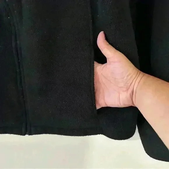 Vintage L.L. Bean Sherpa Fleece Sweater Zip Up Womens Size Large Black‎ Black - Image 6