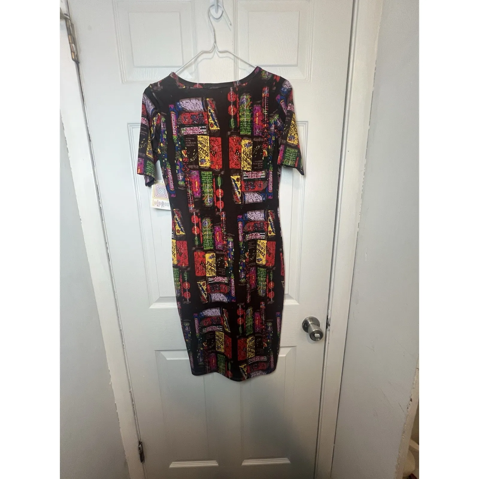 LulaRoe Julia Brown Dress In XS Geometric Pattern Bodycon Style Fast Shipping - Image 2