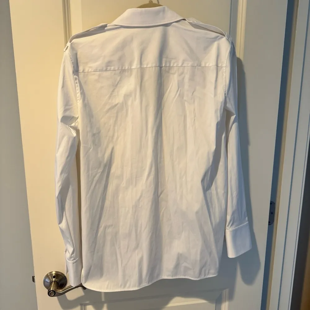 Helmut Lang Gathered Button-Front Long Sleeve Knot White Shirt | S - Image 8