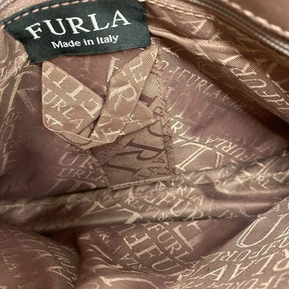 FURLA Pink Leather Animal Print Fur Contrast Handb - Image 8