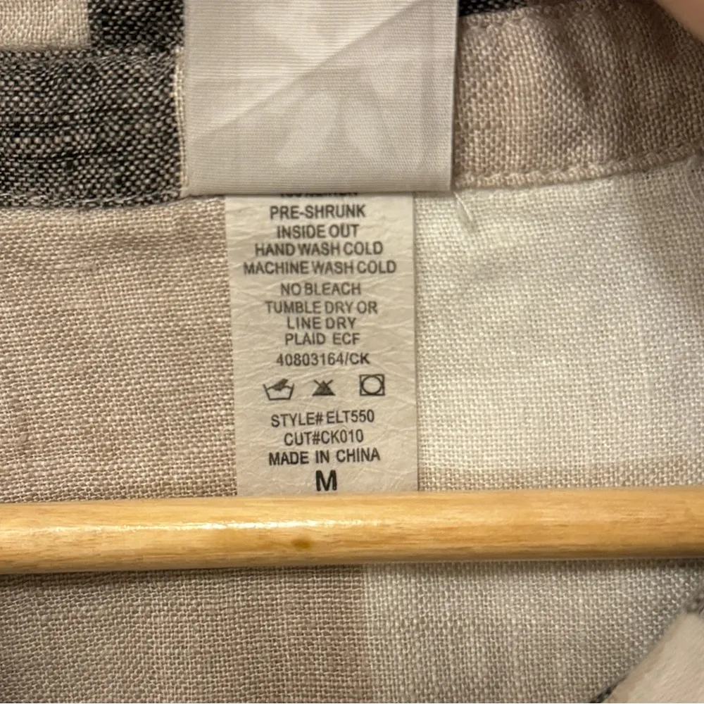 Match Point USA 100% Linen Shirt Dress Size Medium Button Down Oversized Boho Black - Image 5