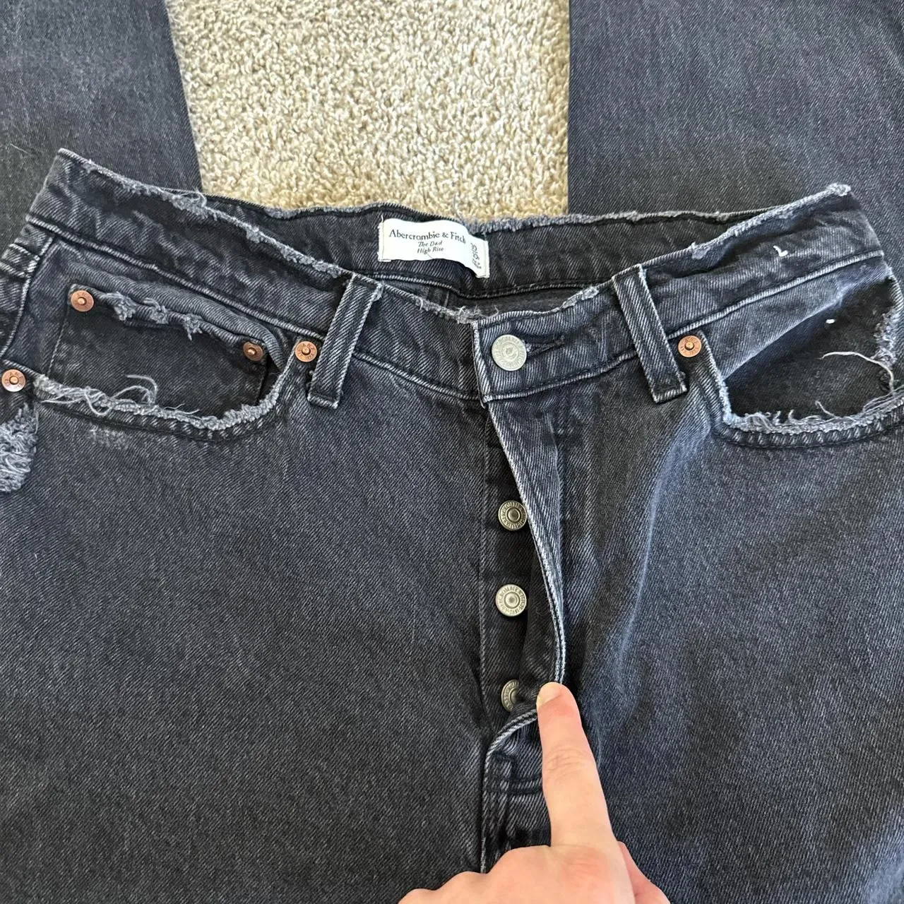 Abercrombie Dad high Rise Black Distressed Jeans - Size 30 / 10 Regular - Image 6