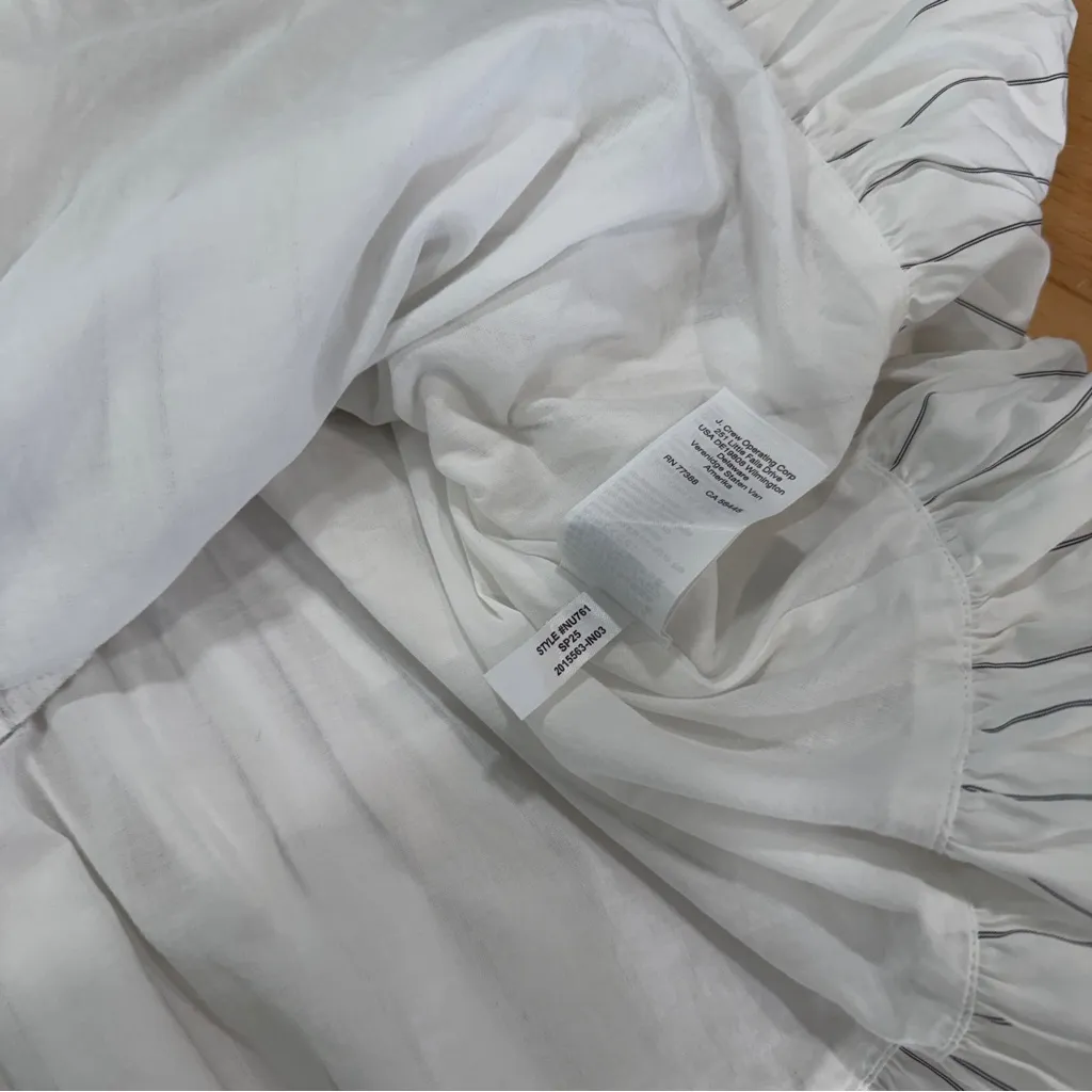 Madewell Bubble Hem Mini Shirtdress in Pinstripe Poplin In White NWT Size Large - Image 9