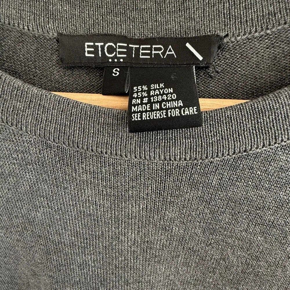 Women Etcetera Silk Blend Multi Media Sweater size S lightweight grey - Image 3