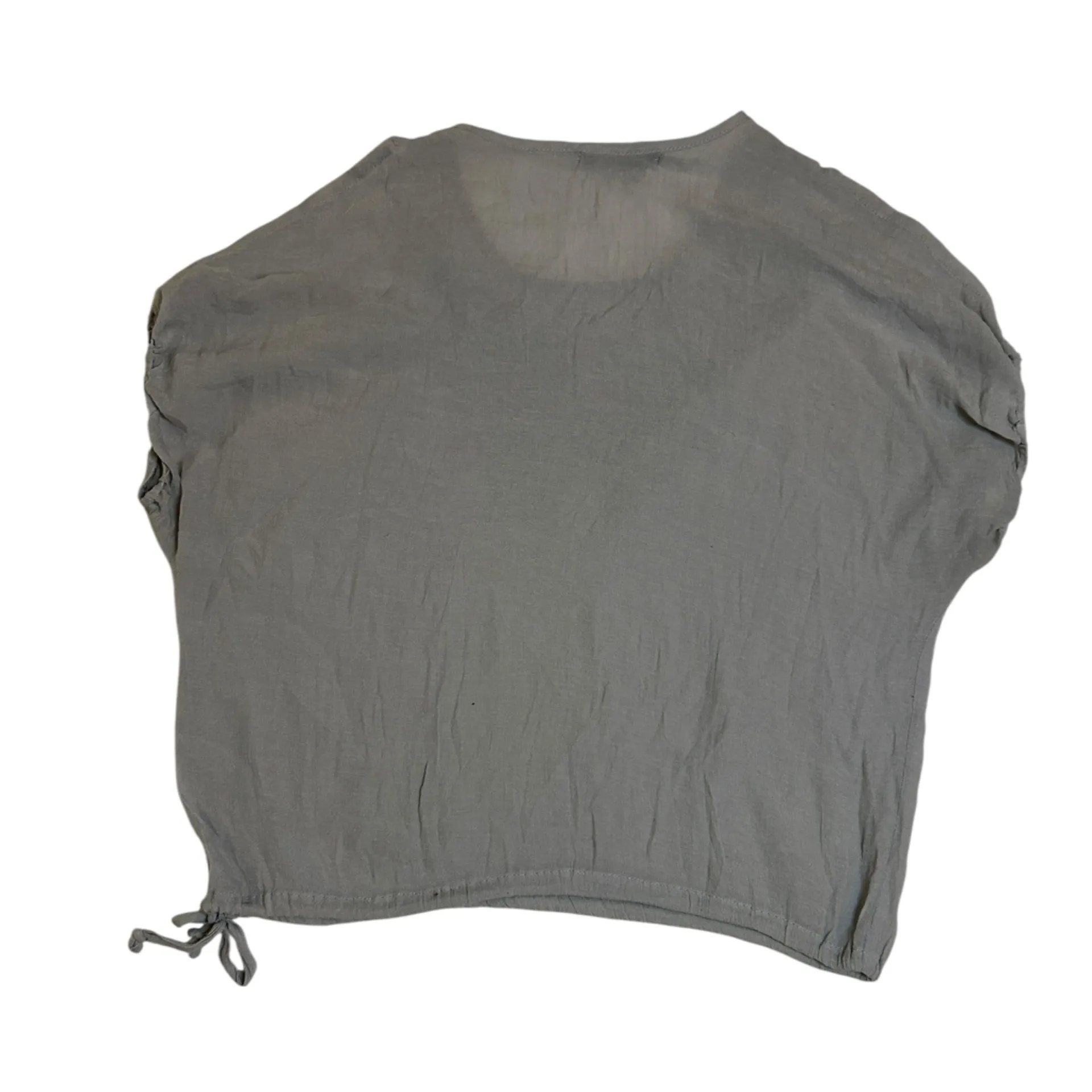 American Rag Cie Light Gray Sequin Cap Sleeve Crop Blouse | Adjustable Hem sz S - Image 7