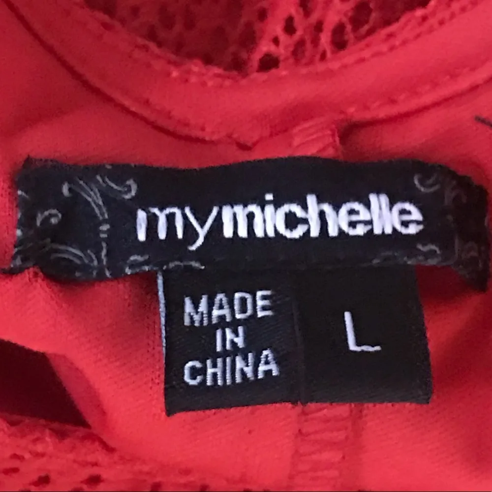 My Michelle Dress with Triangle Studded Belt, Red, Large - Image 5