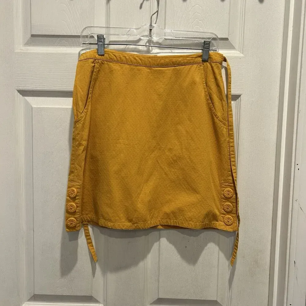 Tulle Anthropologie Yellow Mini Skirt Zip 100% Cotton‎ Lightweight Pockets Small - Image 2