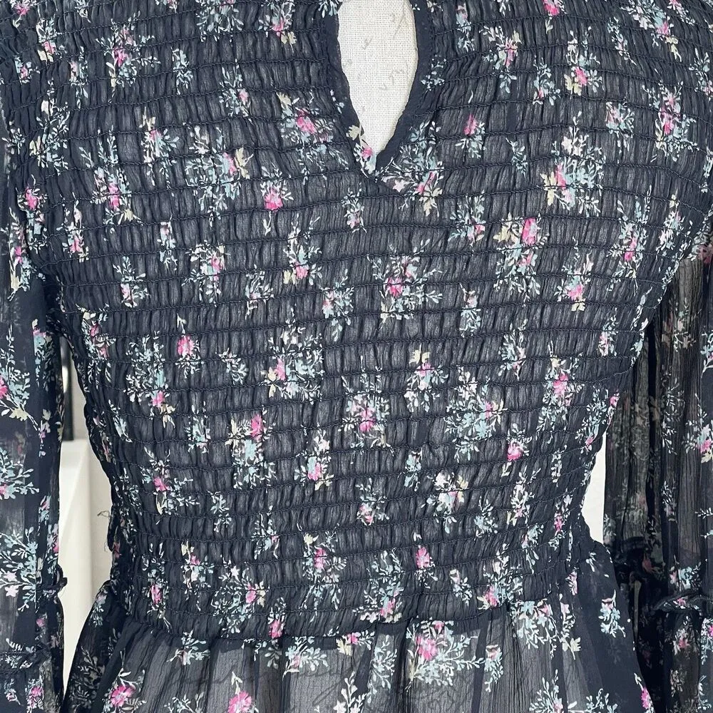 American Eagle Womens Blouse XS Floral Bohemian Bell Sleeve Fairycore Festival - Image 6