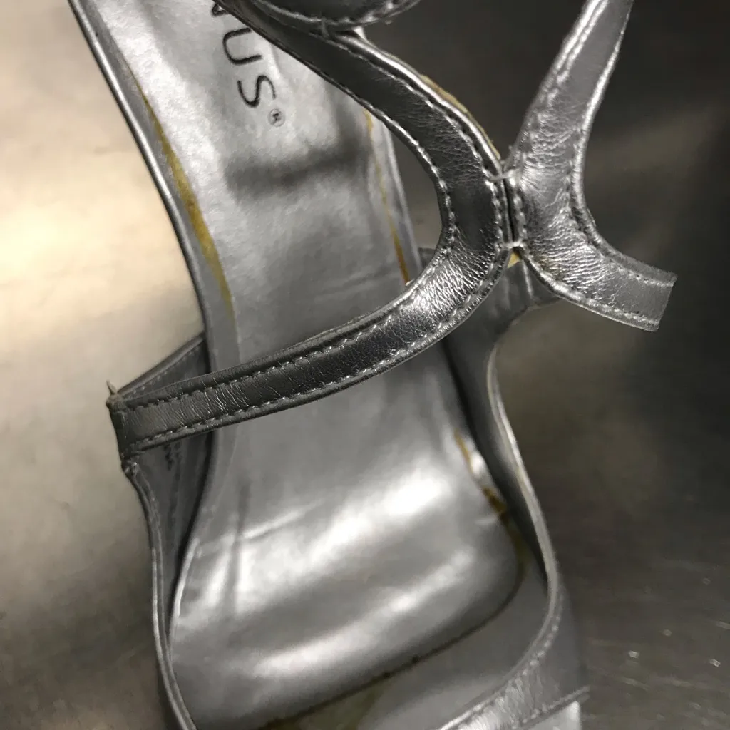 Venus Silver High Heel Sandals - NWOT.  Scuff and Scratch Mark. Refer to Photos. - Image 6