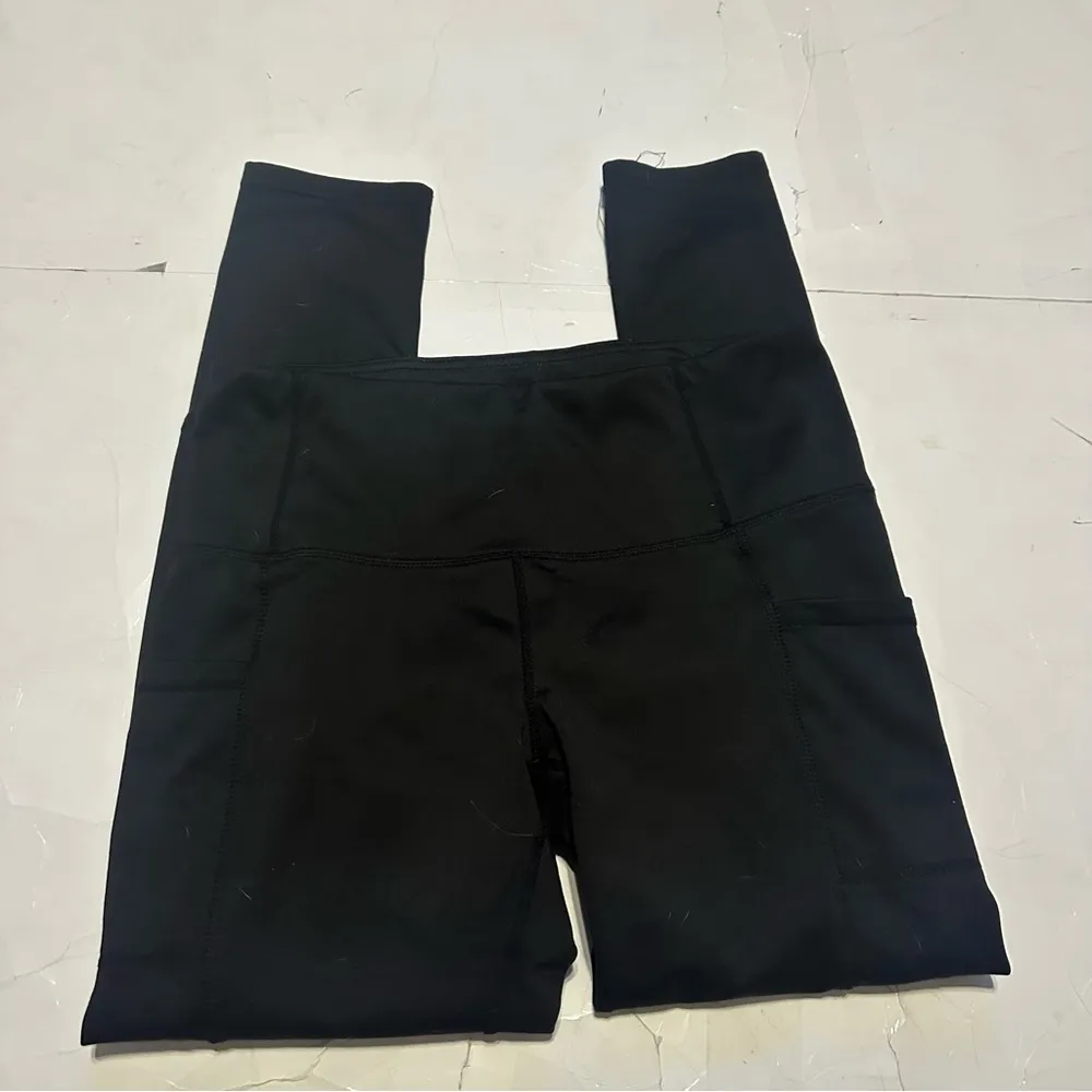 Plain Black Leggings R Sofia L Skinny With Pockets Athletic Workout Size L - Image 4