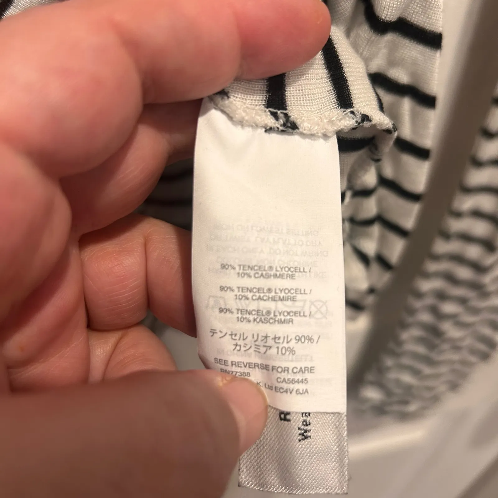 J Crew Striped Turtleneck Long Sleeve Top Women's XL Tencel Cashmere Black White - Image 5