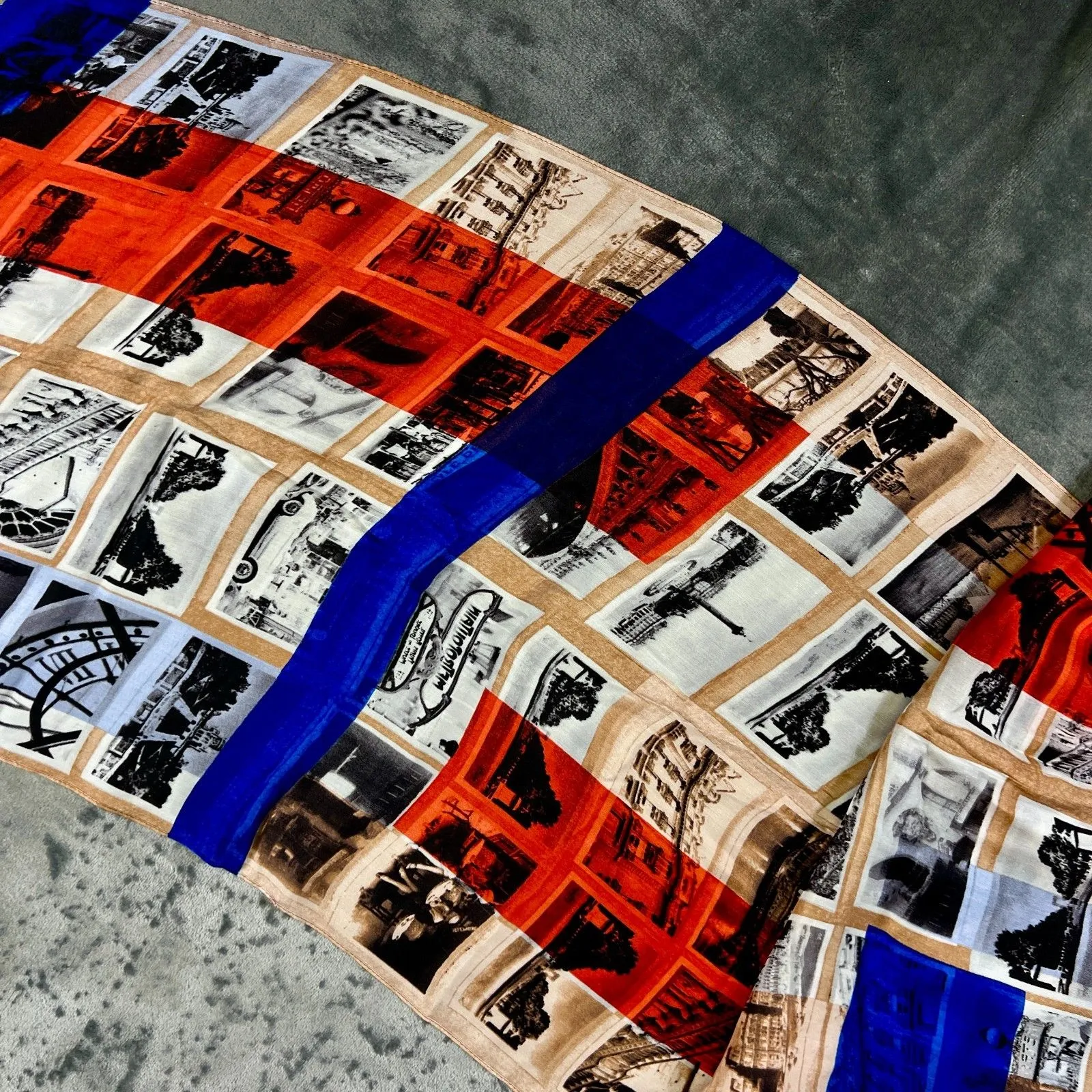 Vince Camuto silk scarf Paris Photograph red blue white - Image 6
