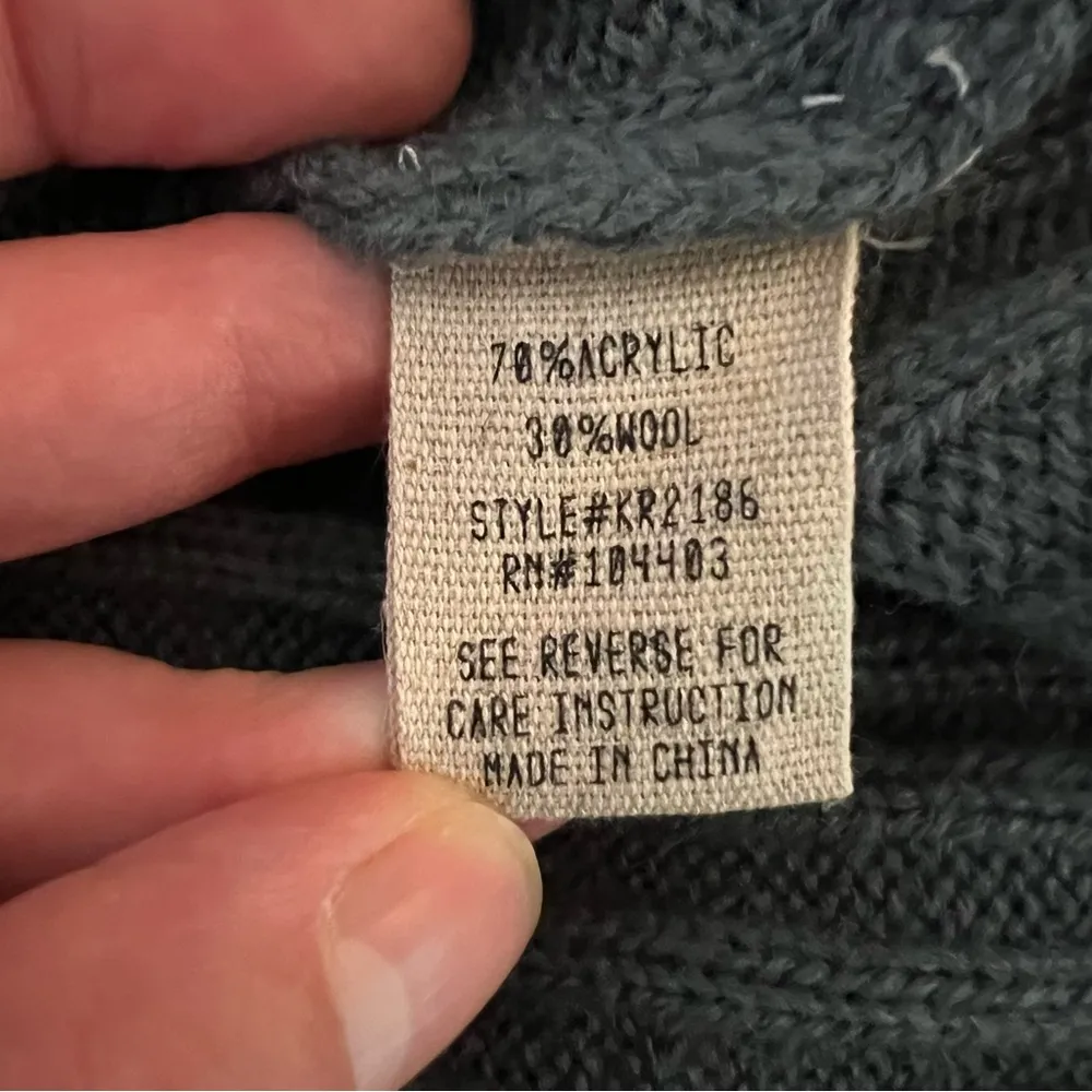 Moon River Blue Distressed Ribbed Turtleneck Sweater Size Medium Wool Blend - Image 13