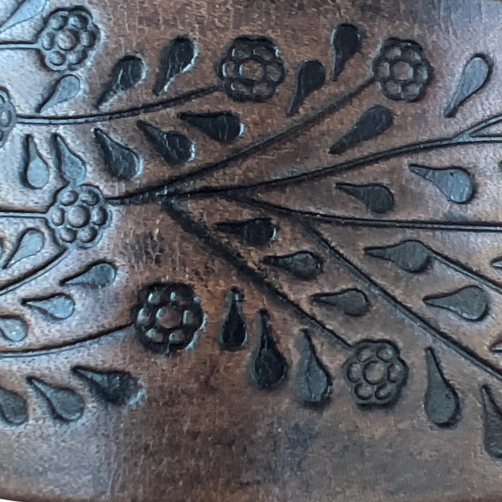 Faux Leather Tooled Cuff Bracelet Floral Leaves 3 Sizes 7.5" - Image 2