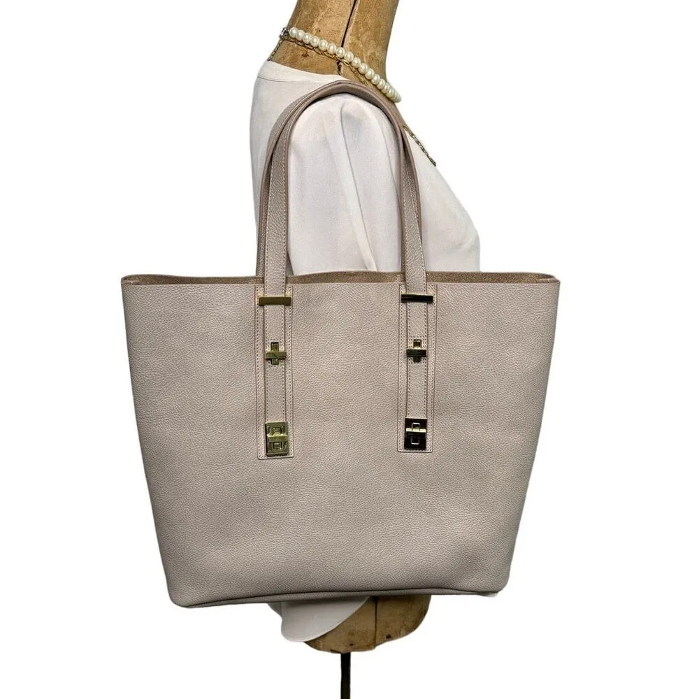 India Hicks Gray Pebble Leather Adjustable Length Strap Solitaire Tote Bag - Image 3