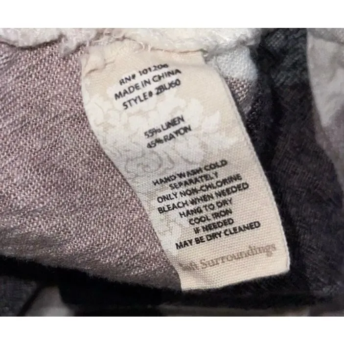 ✨Soft Surroundings Plaid Carreaux Linen Blend Button Up Back Zip Sz XL Shirt✨ - Image 11