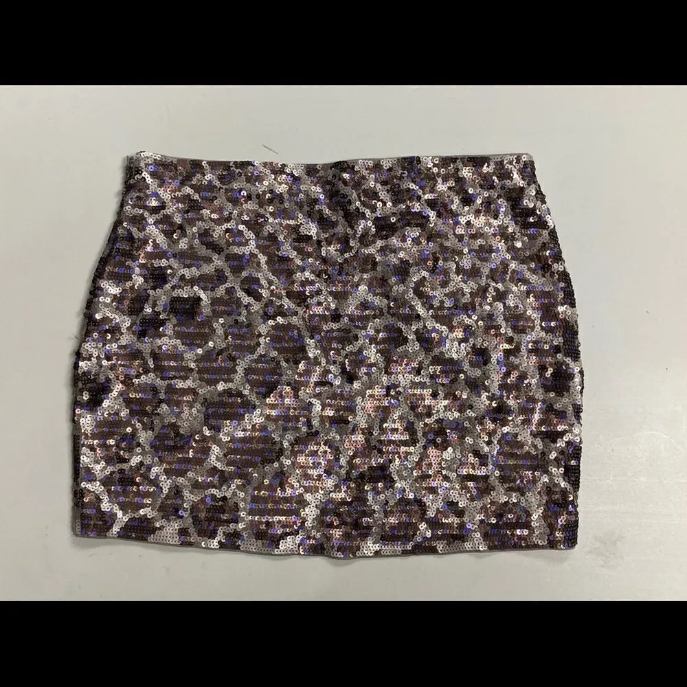 EXPRESS, Women’s Small/Petite,Sequined, ring accents, metallic , Purple Skirt‎ - Image 9