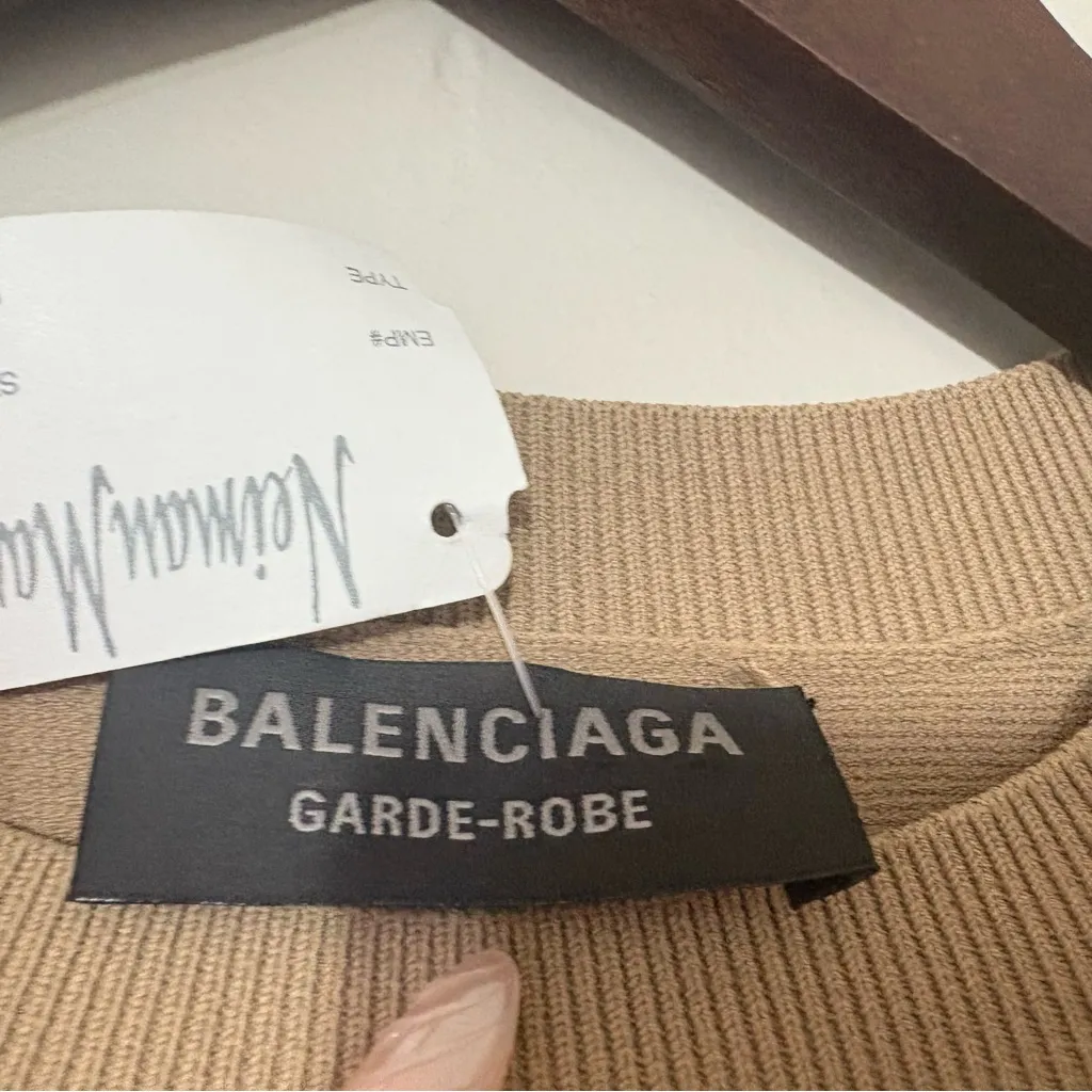 Balenciaga Garden Robe Stretch Mini Dress Viscose Blend Beige M NWT Flaws - Image 11