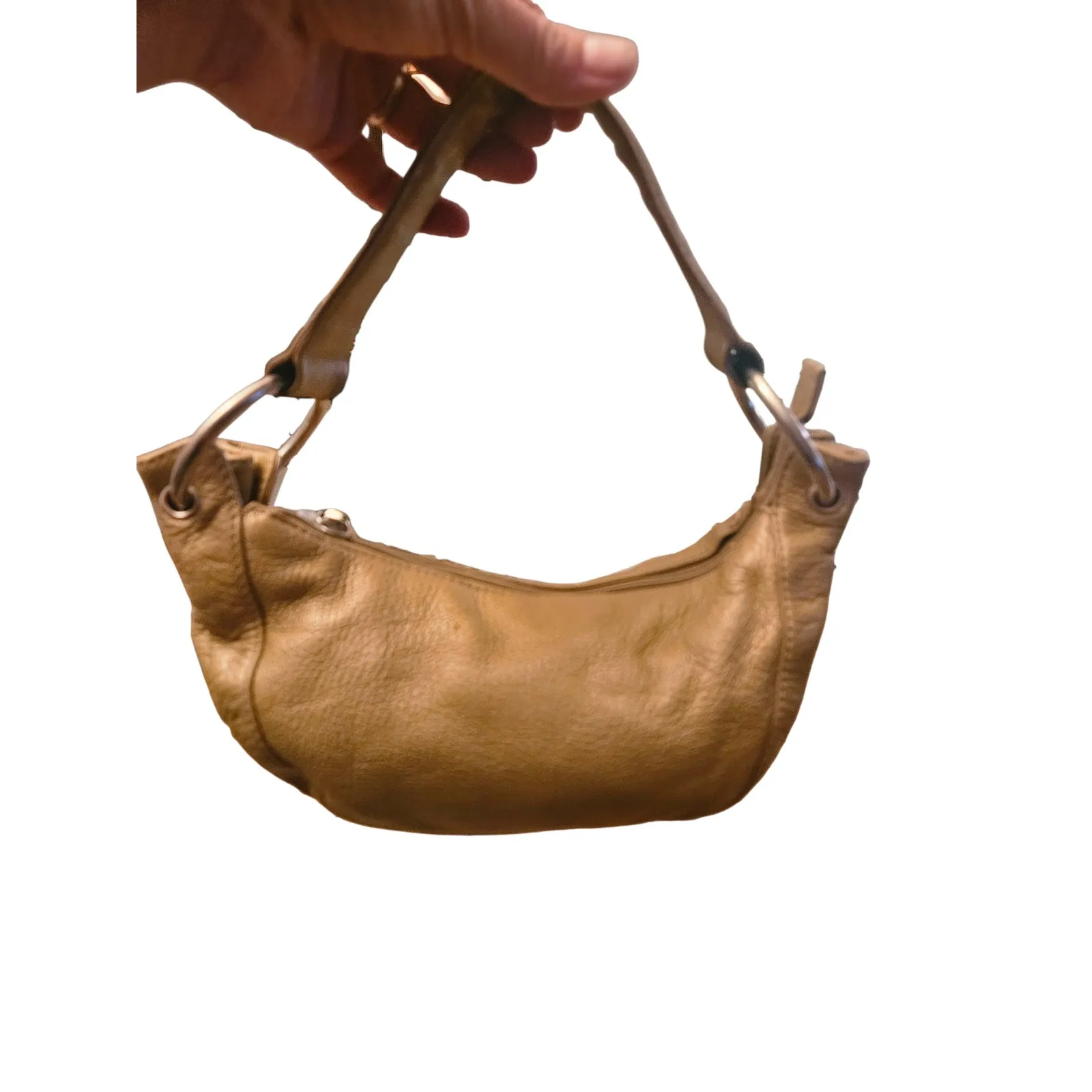 HOBO International Leather Hobo Bag Tan Brown Shoulder Bag Wristlet Pouch - Image 4