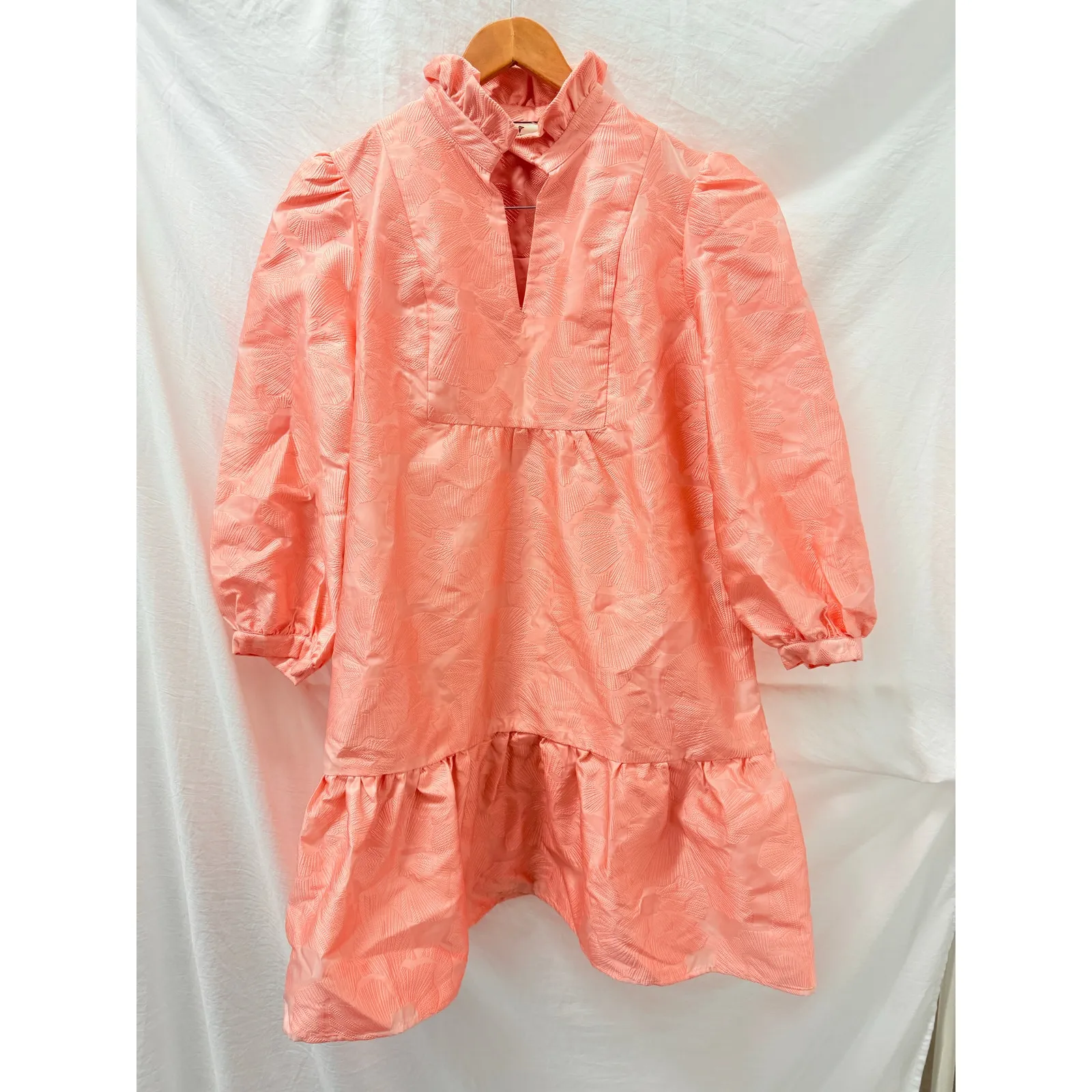 Tuckernuck Bellini Fil Coupe Pink Drop Waist Long Sleeve Palmerston‎ Dress XL - Image 3