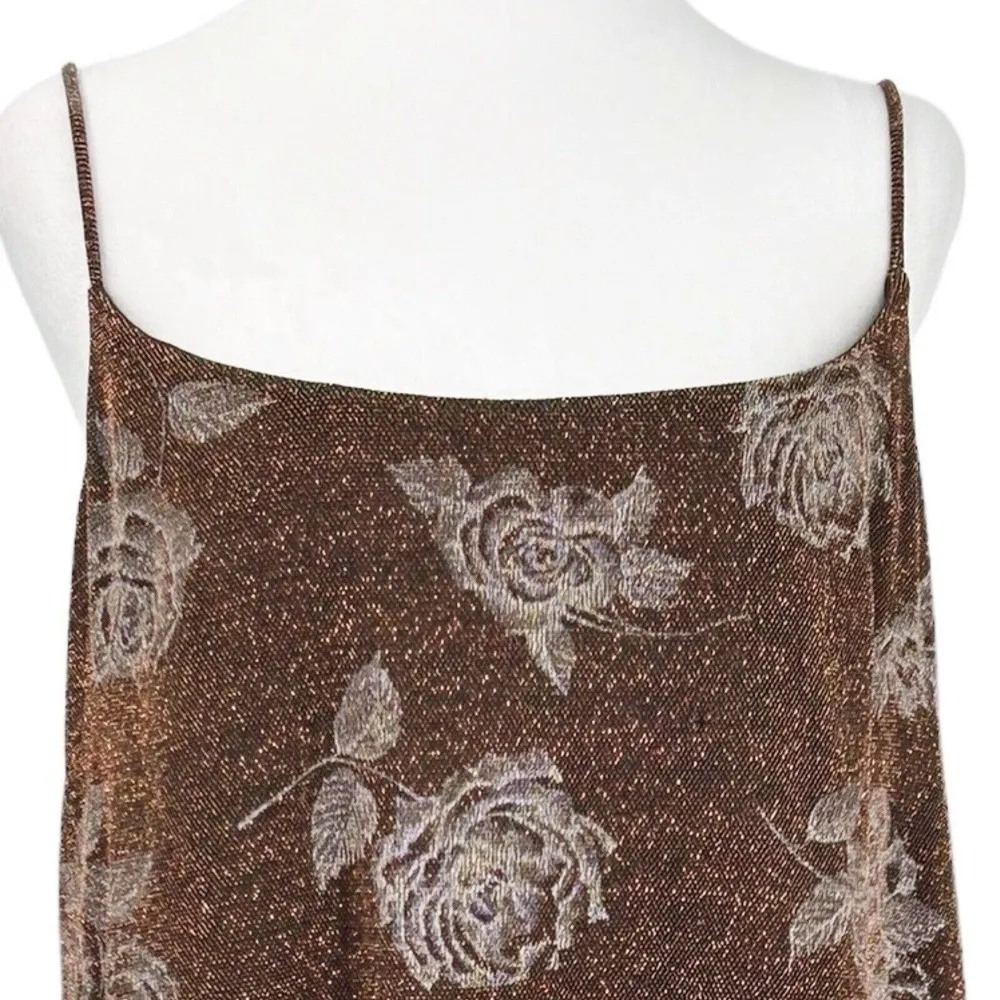 After Dark Copper Brown With Copper Specks Floral Size 16 Sleeveless Note Flaw - Image 15