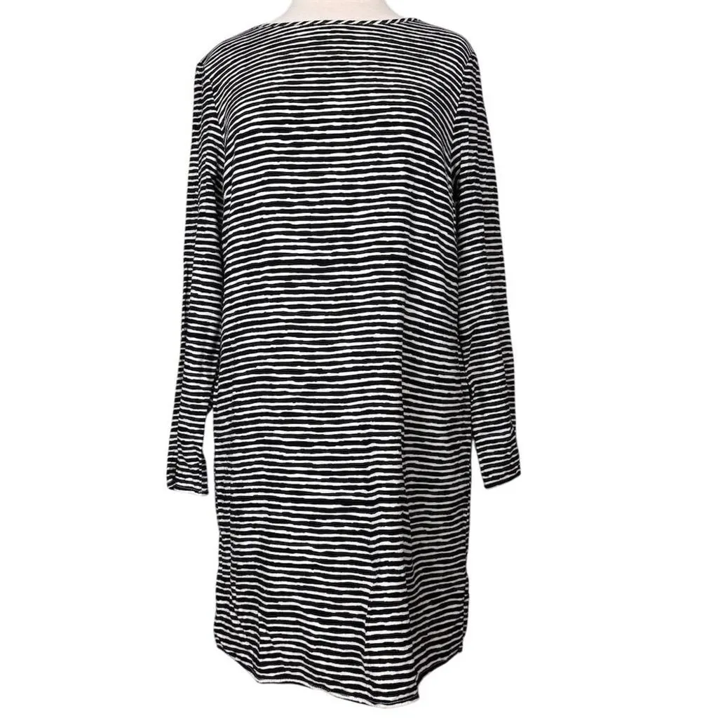 Gap Women's M Black & White Striped Long Sleeve Knee-Length Dress - Image 2