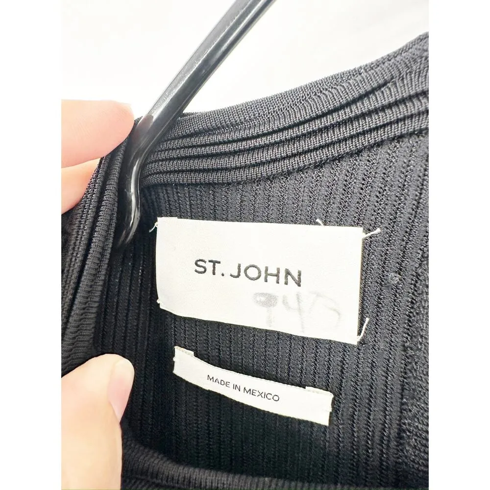 St. John Black Pleated Open Back Sleeveless Knit Maxi Dress Size 12 - Image 5