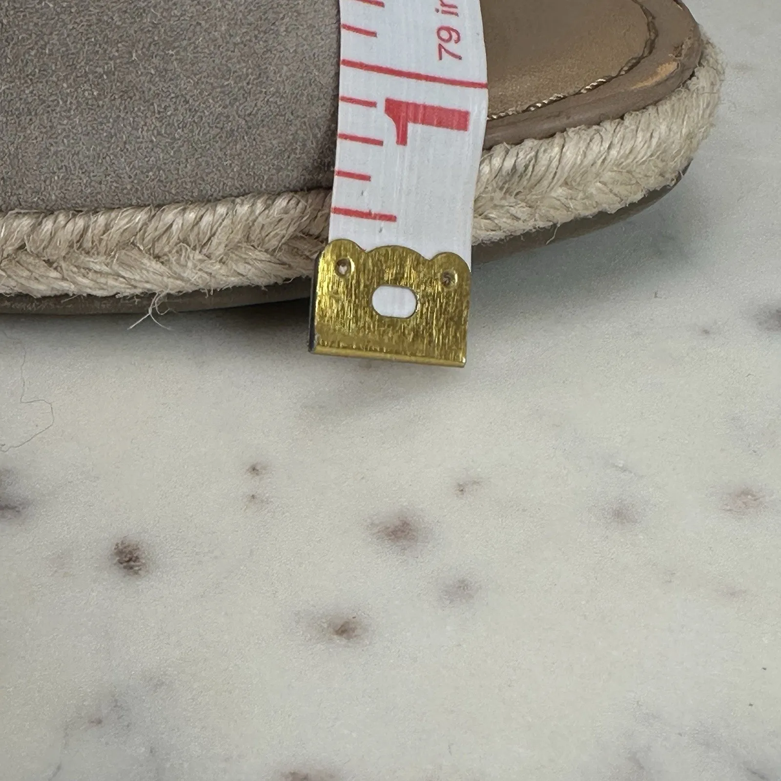 Franco Sarto Julien Sandal Cork Wedge Taupe‎ Suede Espadrilles Size-8.5M Boho - Image 13