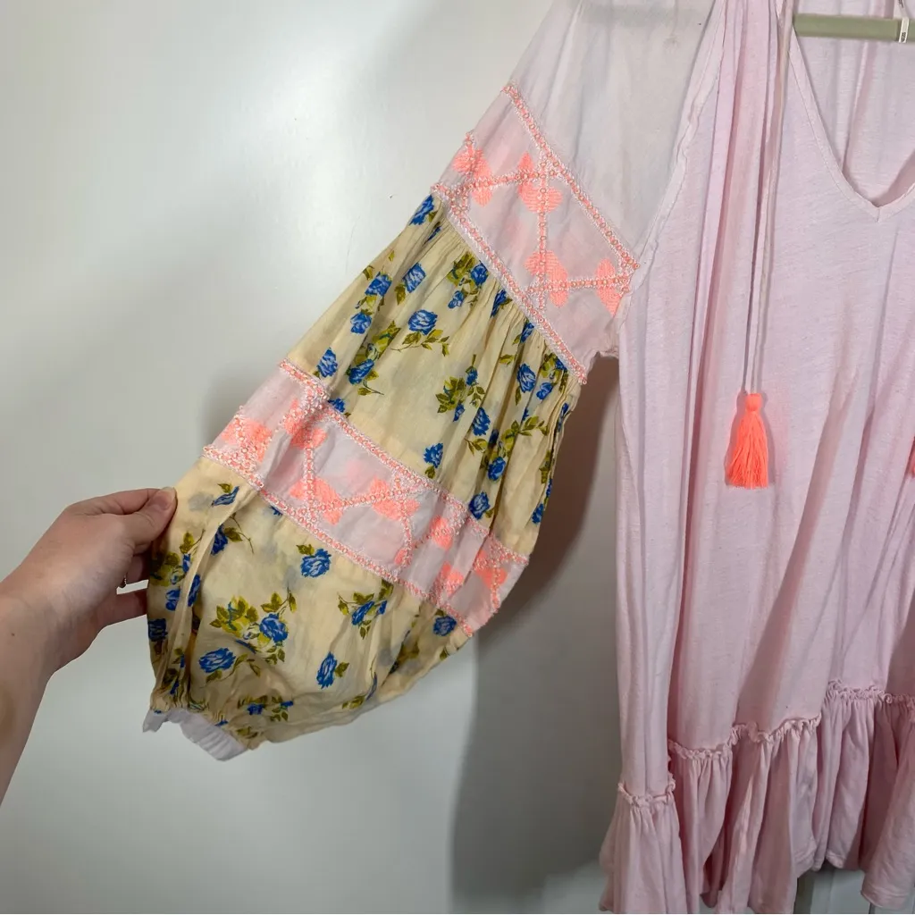 Free People Mix It Up Tunic Dress in Pink size xs oversized Flowy‎ airy feminine - Image 5