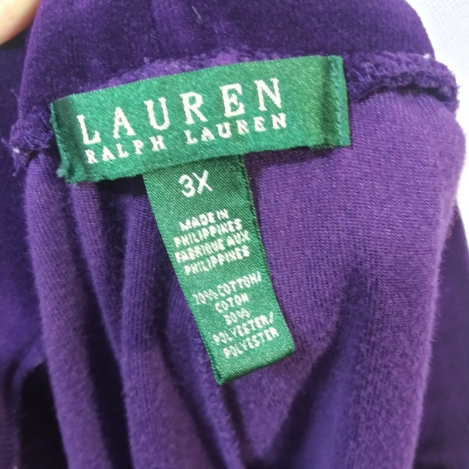 Lauren Ralph Lauren Royal Purple Velvet Pull On Pants Ankle Straight Size 3X - Image 8